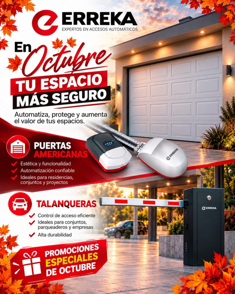 Campaña octubre ERREKA con motores para puertas automáticas y soluciones de acceso